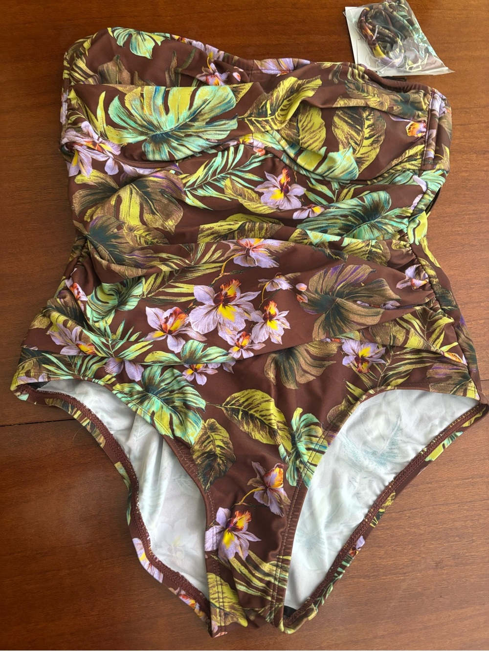 Shade & Shore Brown Tropical Floral One-Piece Swimsuit